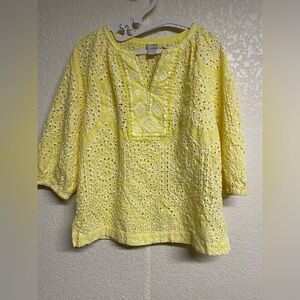 Chico's Sunny Yellow Eyelet Top